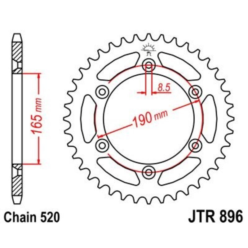 Corona JT 896 de acero con 52 dientes JT SPROCKETS JTR896.52