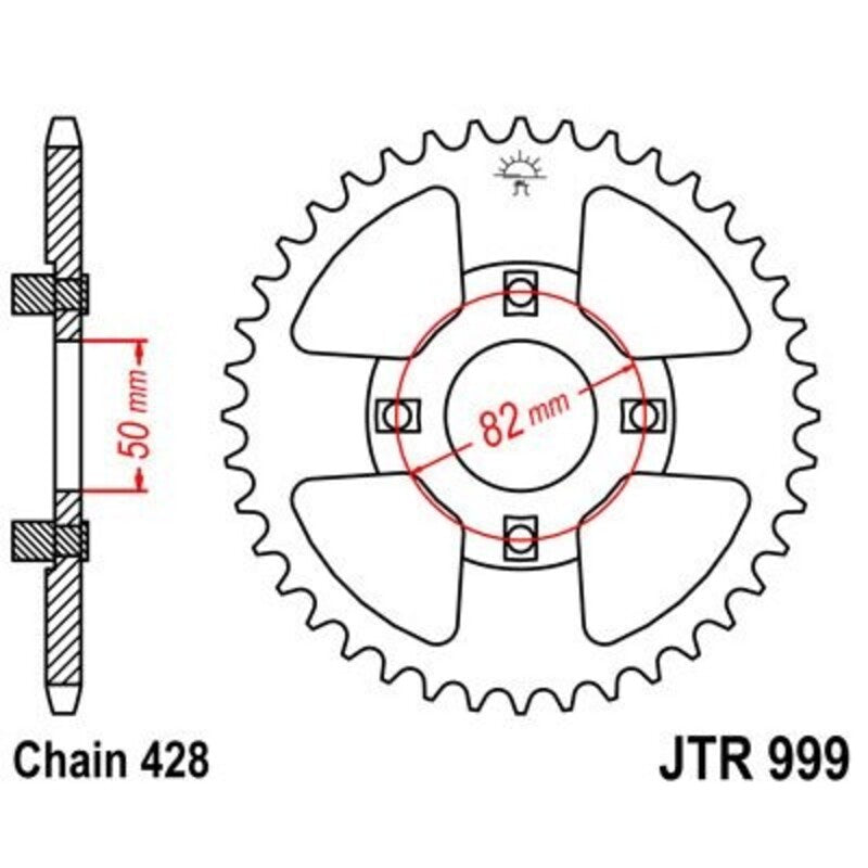 Corona JT 999 de acero con 45 dientes JT SPROCKETS JTR999.45