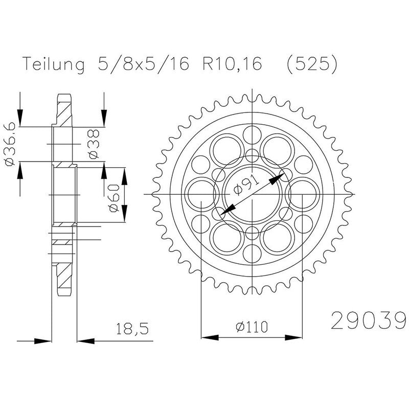 Corona ESJOT Acero 50-29039 41 dientes ESJOT 50-29039-41