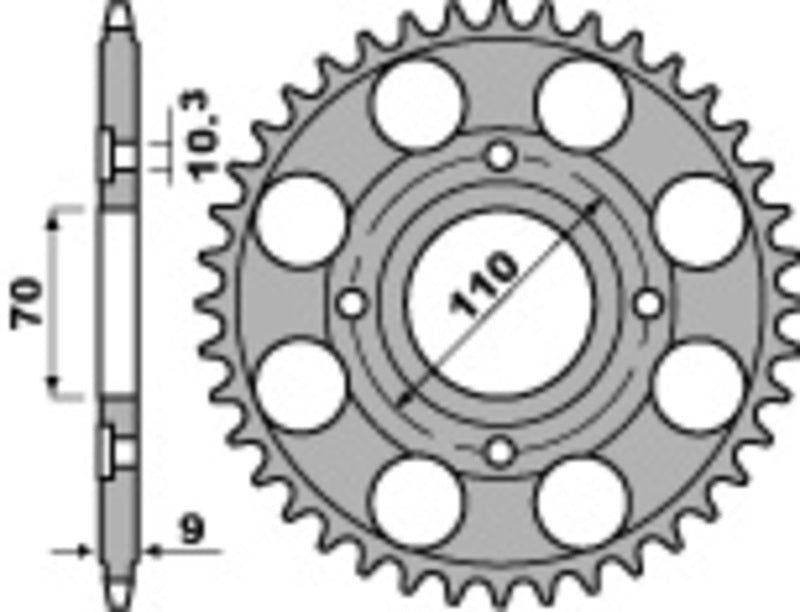 Corona PBR acero 36 dientes paso 520 Honda CB400 NB, NC PBR 247.36.C45