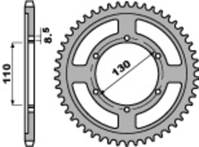 Corona PBR acero 46 dientes paso 428 Yamaha TZR125 PBR 4372.46.C45