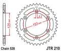 Corona JT 210 de acero con 53 dientes paso 520 autolimpiable JT SPROCKETS JTR210.53SC