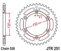 Corona JT 251 de acero con 49 dientes paso 520 autolimpiable JT SPROCKETS JTR251.49SC