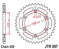 Corona JT 897 de acero con 48 dientes paso 520 autolimpiable JT SPROCKETS JTR897.48SC