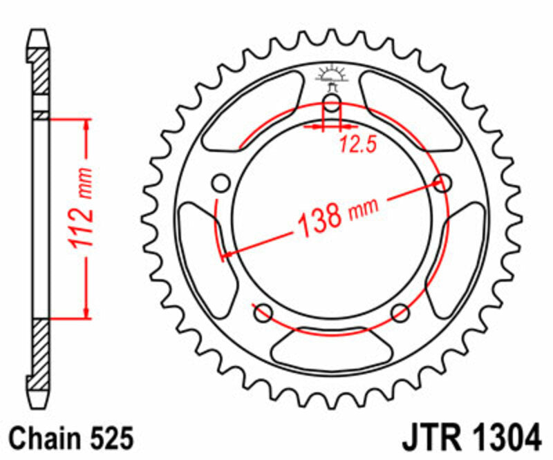 Corona JT SPROCKETS acero estándar 1304 - 525 JT SPROCKETS JTR1304.45