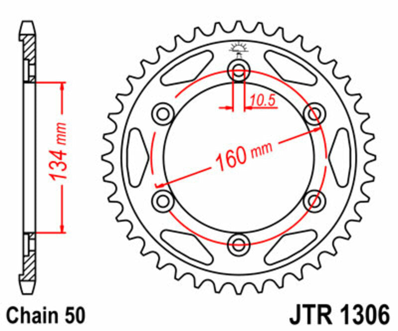 Corona JT SPROCKETS acero estándar 1306 - Paso 530 JT SPROCKETS JTR1306.40