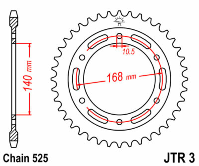 Corona JT 3 de acero con 47 dientes JT SPROCKETS JTR3.47