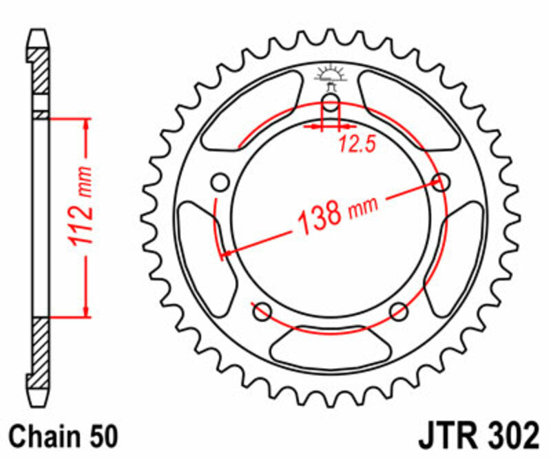 Corona JT SPROCKETS acero estándar 302 - Paso 530 JT SPROCKETS JTR302.42
