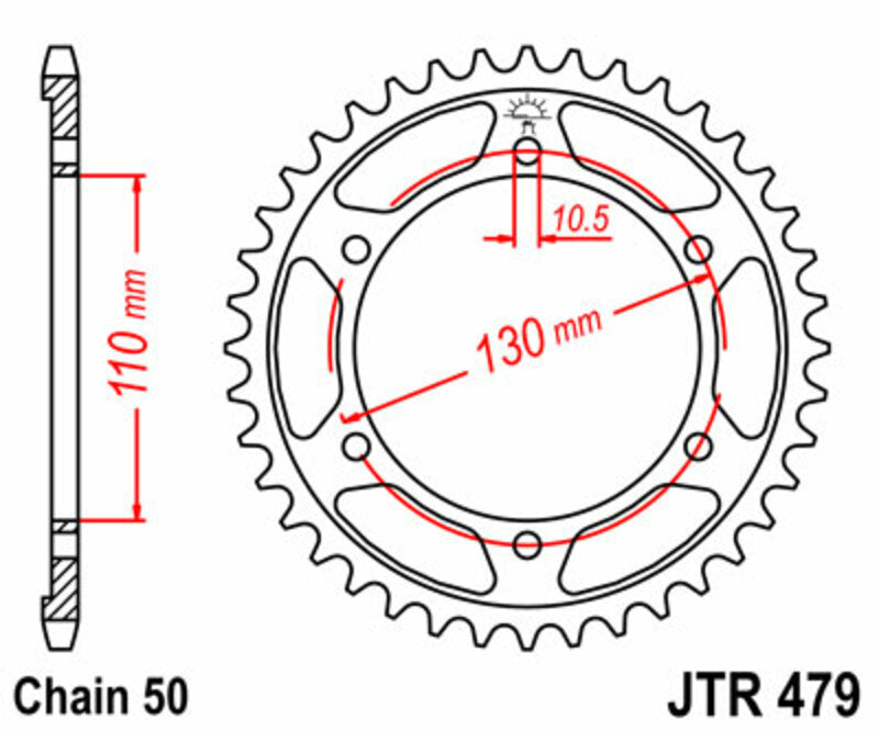 Corona JT SPROCKETS acero estándar 479 - Paso 530 JT SPROCKETS JTR479.43