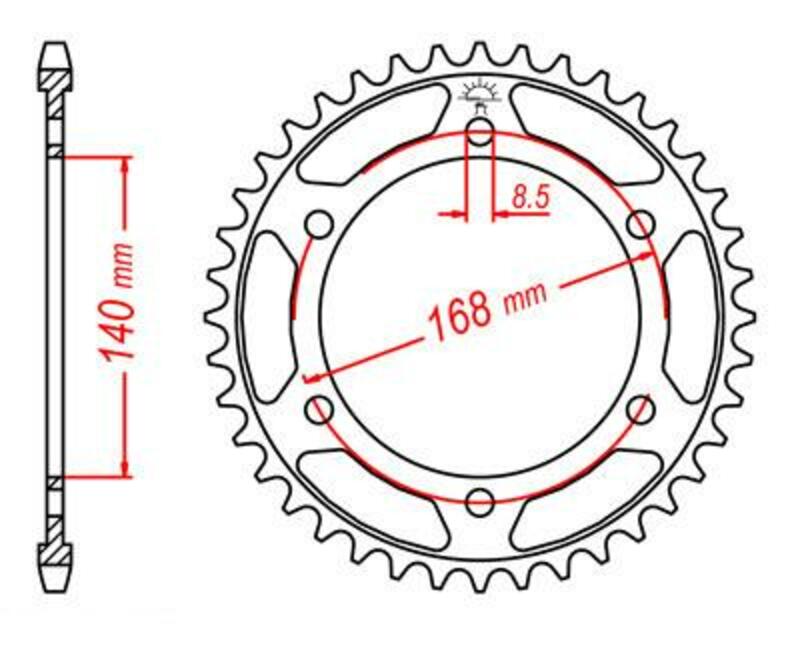 Corona JT SPROCKETS acero estándar 6 - Paso 525 JT SPROCKETS JTR6.47