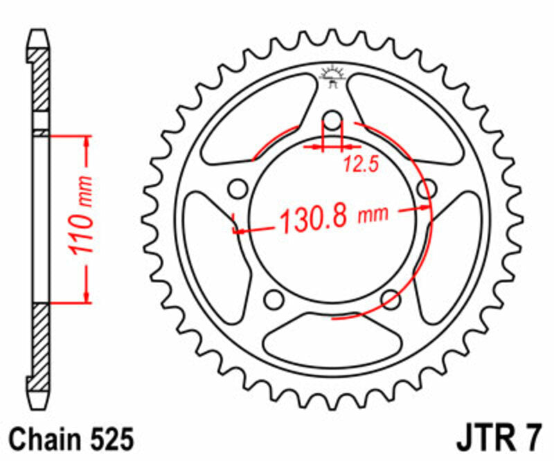Corona JT SPROCKETS acero estándar 7 - Paso 525 JT SPROCKETS JTR7.44