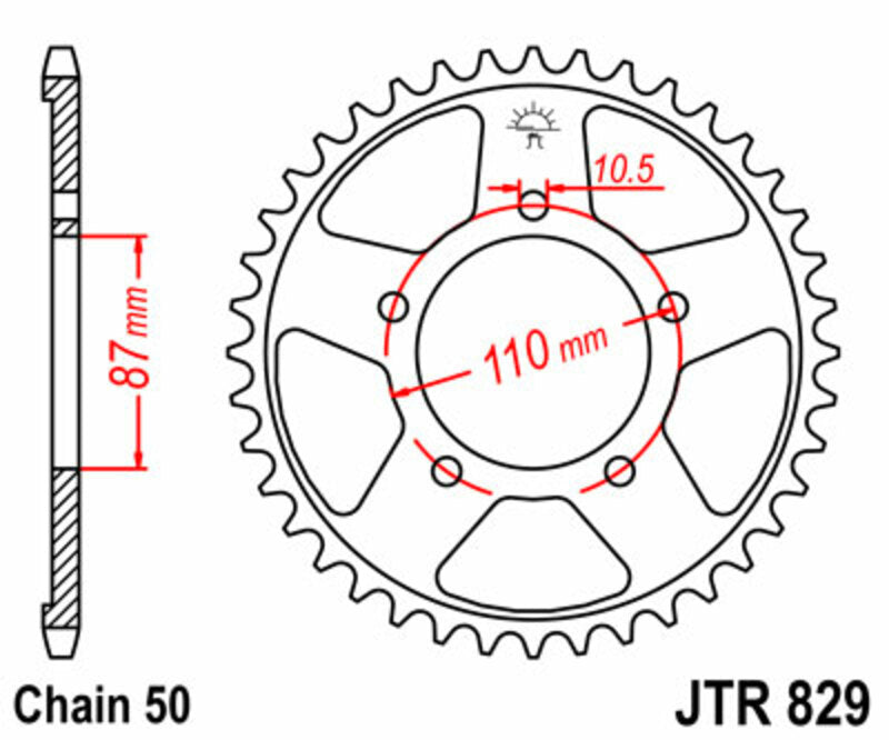 Corona JT 829 de acero con 46 dientes JT SPROCKETS JTR829.46