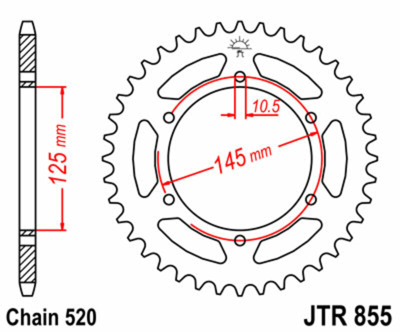 Corona JT SPROCKETS acero estándar 855 - Paso 520 JT SPROCKETS JTR855.47