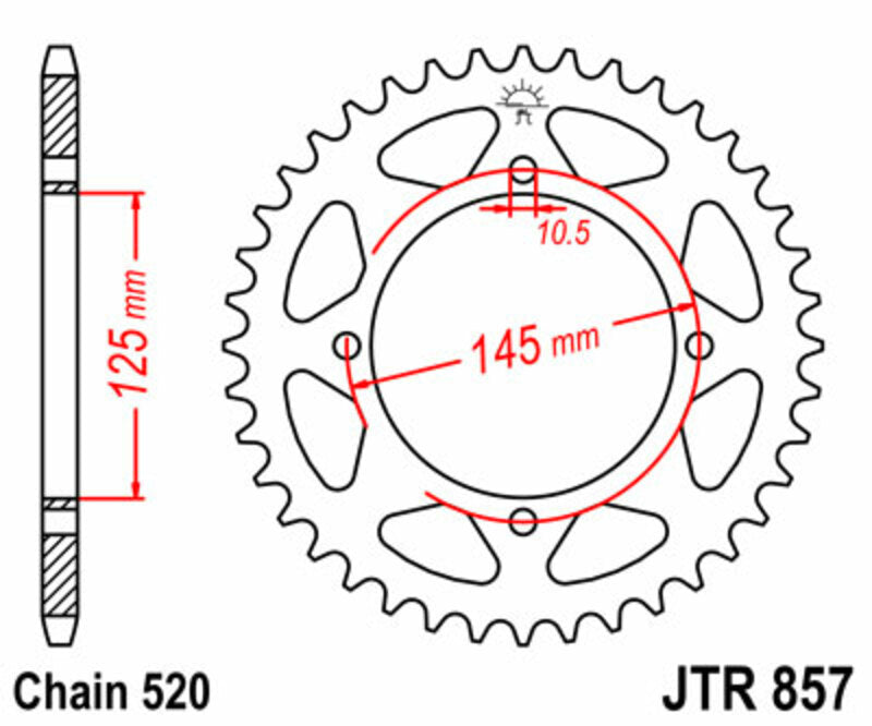 Corona JT SPROCKETS acero estándar 857 - Paso 520 JT SPROCKETS JTR857.40