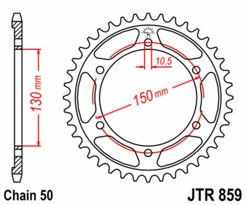 Corona JT SPROCKETS acero estándar 859 - Paso 530 JT SPROCKETS JTR859.43
