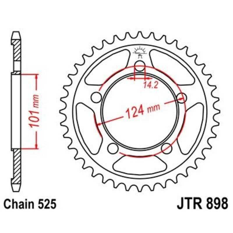 Corona JT 898 de acero con 37 dientes JT SPROCKETS JTR898.37