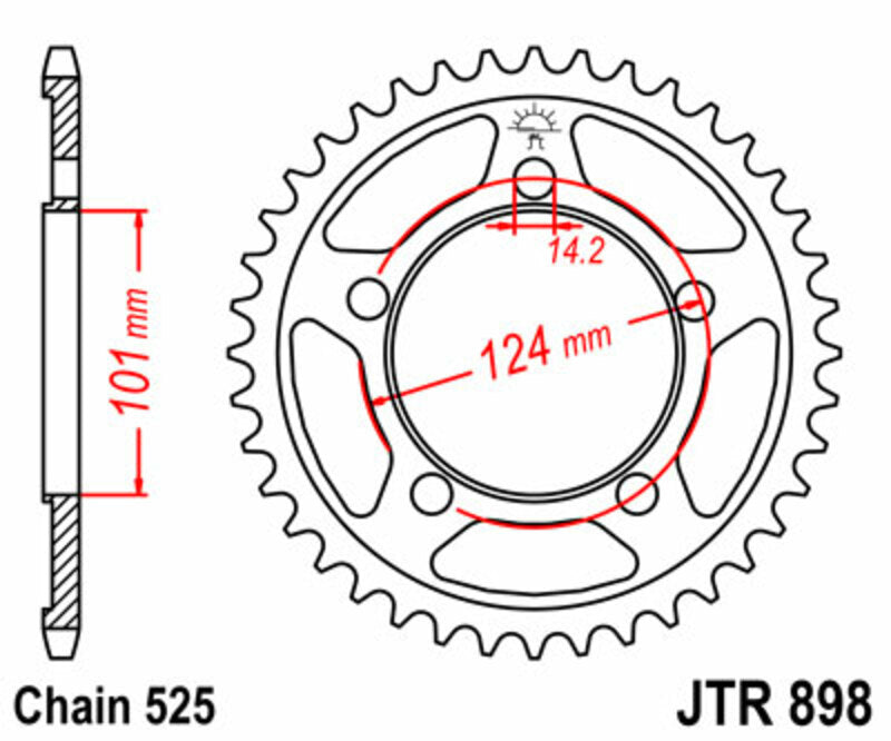 Corona JT SPROCKETS acero estándar 898 - Paso 525 JT SPROCKETS JTR898.38