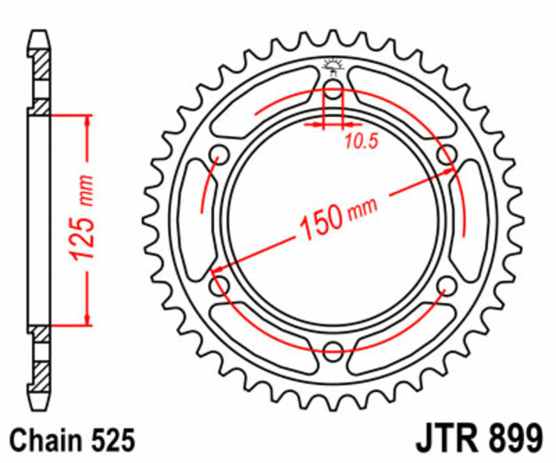 Corona JT SPROCKETS acero estándar 899 - Paso 525 JT SPROCKETS JTR899.42