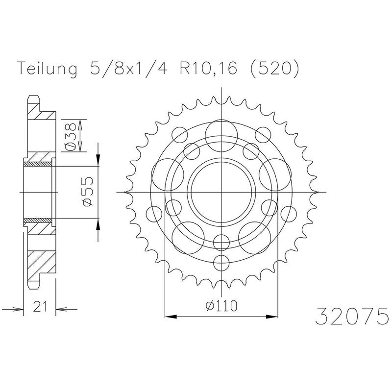 Corona ESJOT Acero 50-32075 39 dientes ESJOT 50-32075-39