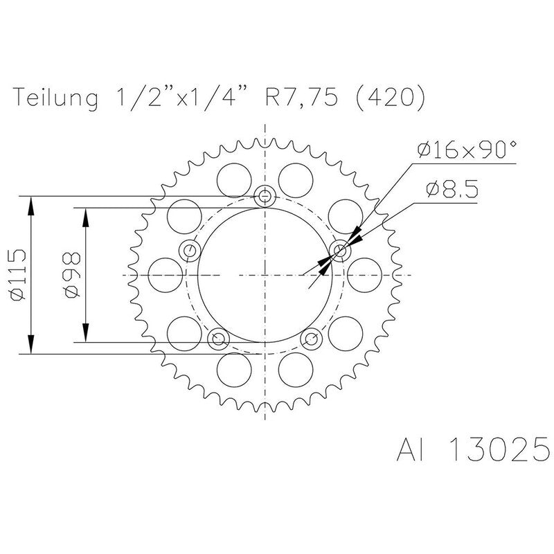 Corona ESJOT Aluminio 51-13025 46 dientes ESJOT 51-13025-46