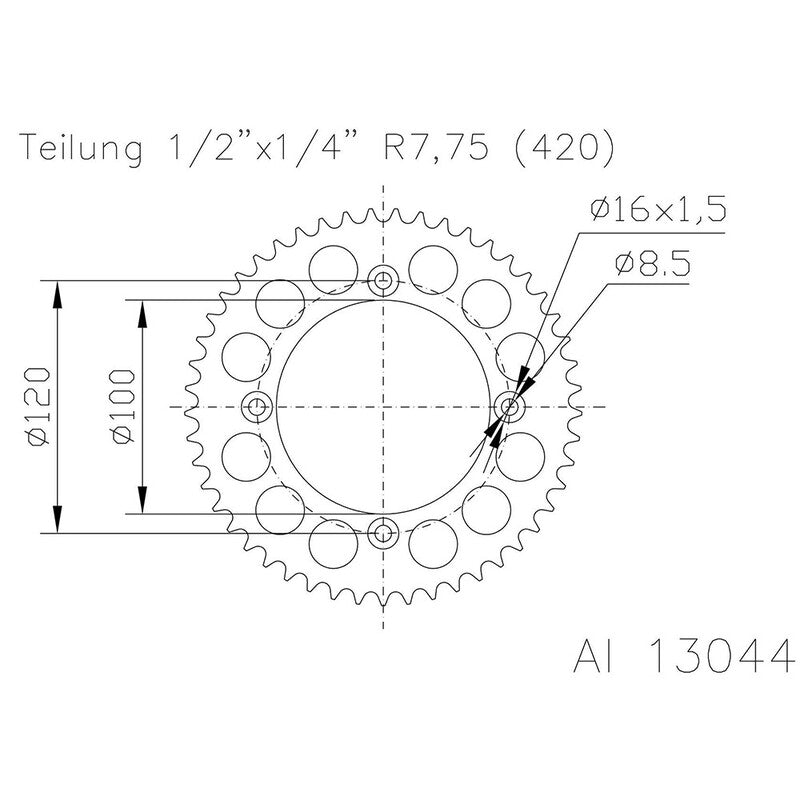 Corona ESJOT Aluminio 51-13044 53 dientes ESJOT 51-13044-53