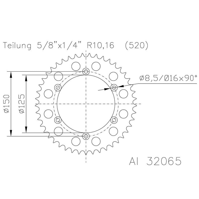 Corona ESJOT Aluminio 51-32065-38 dientes ESJOT 51-32065-38