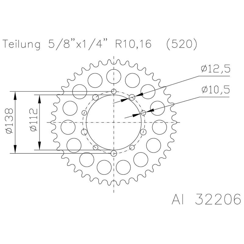 Corona ESJOT aluminio 51-32206 47 dientes ESJOT 51-32206-47