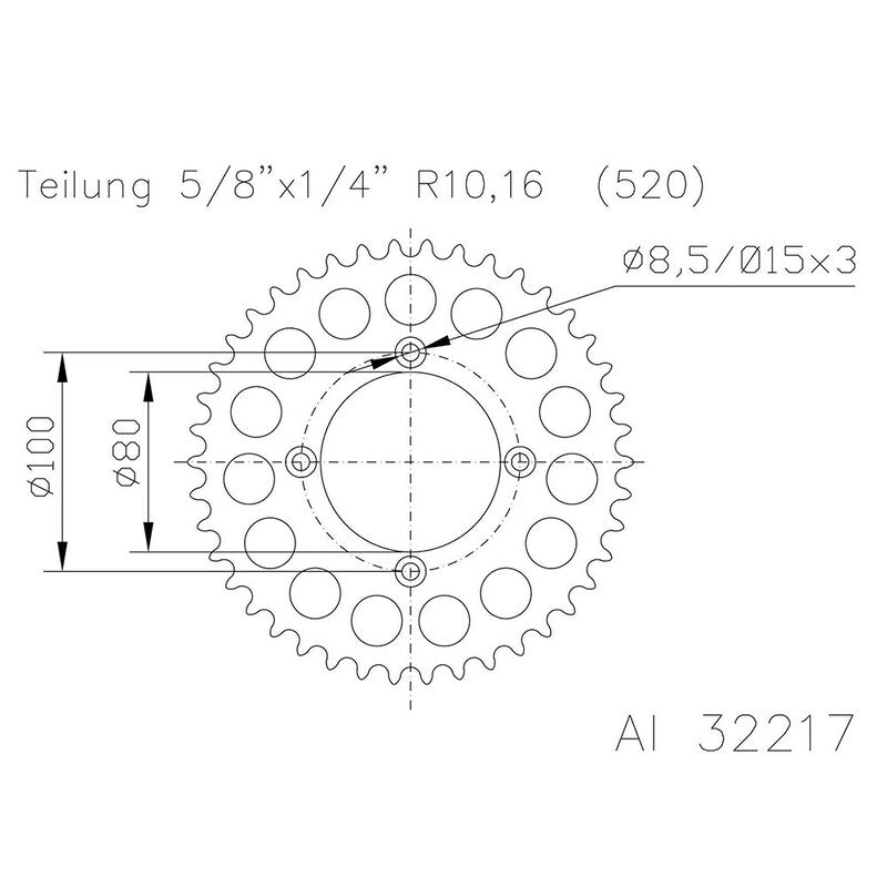 Corona ESJOT Aluminio 51-32217-44 dientes ESJOT 51-32217-44
