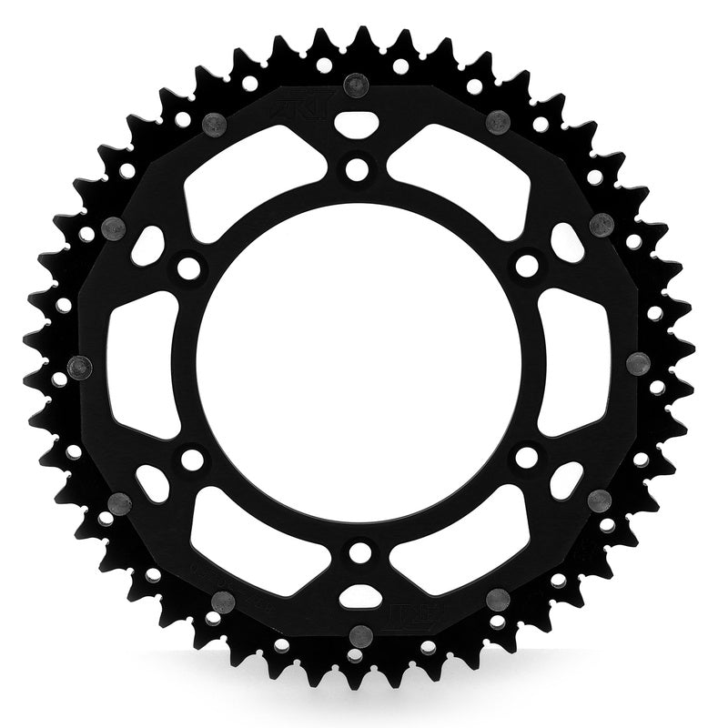 Corona ART doble compuesto (aluminio/acero) ultraligera autolimpiable - 49 dientes, paso 520, Negra ART ART-TM-49-BLK