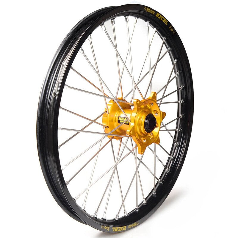 Rueda completa Haan Wheels aro negro 19-1,40 buje oro 1 13014/3/2 HAAN WHEELS 1 13014/3/2