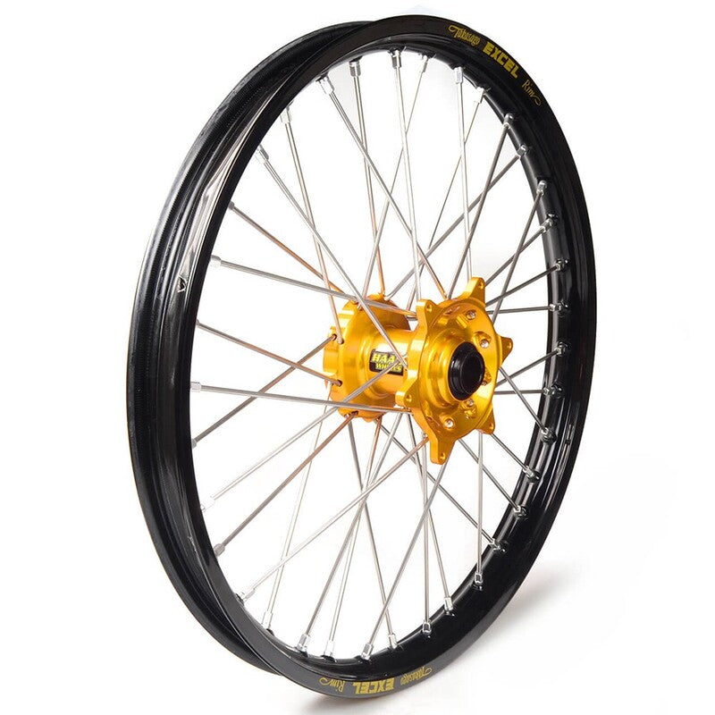 Rueda completa Haan Wheels aro negro 17-2,50 buje oro 1 13149/3/2 HAAN WHEELS 1 13149/3/2