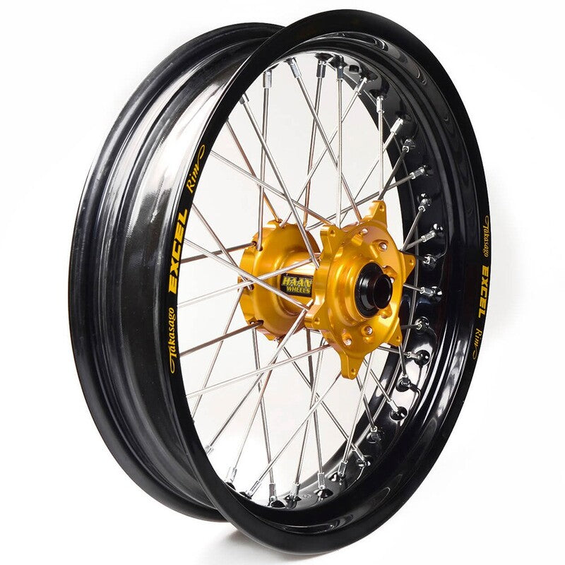 Rueda completa Haan Wheels aro negro 17-3,50 buje oro 1 14106/3/2 HAAN WHEELS 1 14106/3/2