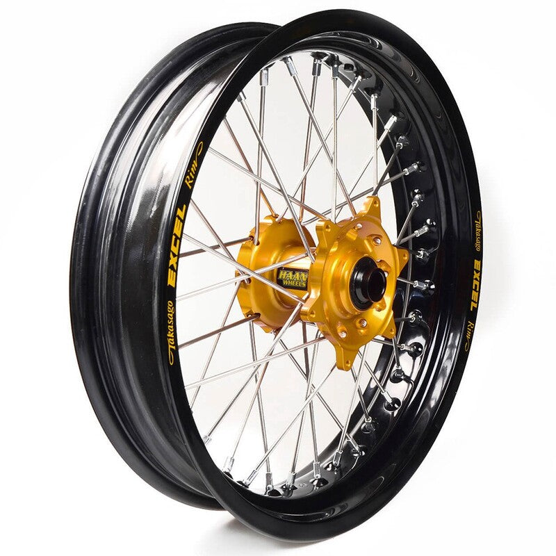 Rueda completa Haan Wheels aro negro 16-3,50 buje oro 1 55150/3/2 HAAN WHEELS 1 55150/3/2