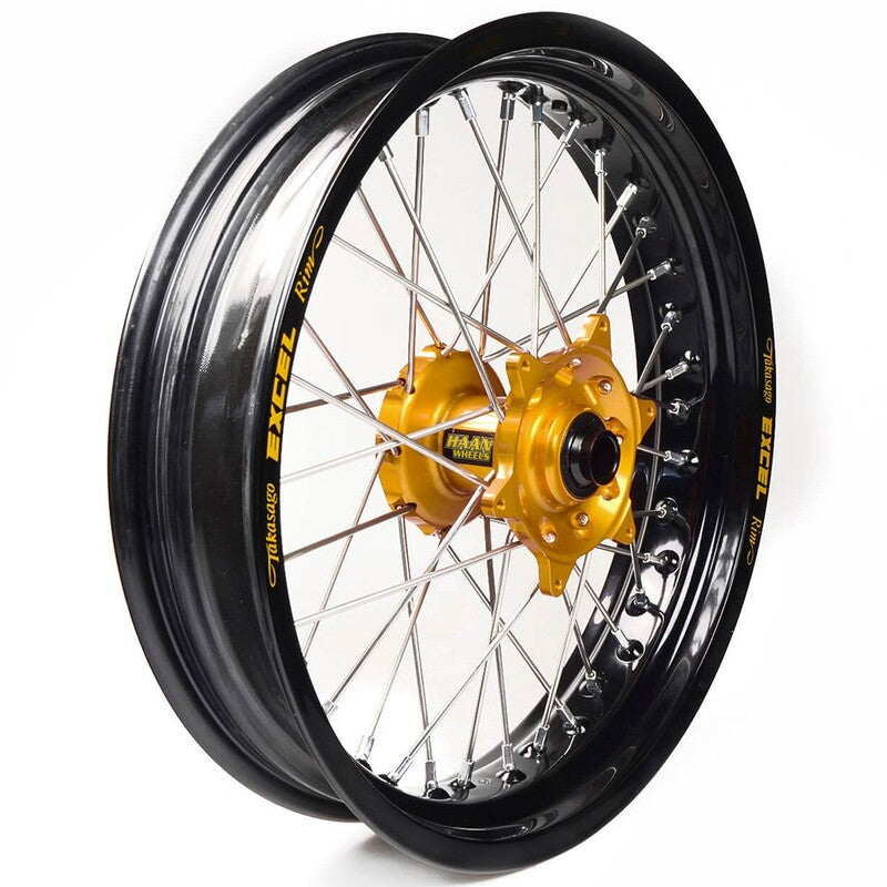 Rueda completa Haan Wheels aro negro 16-3,50 buje oro 1 115050/3/2 HAAN WHEELS 1 115050/3/2