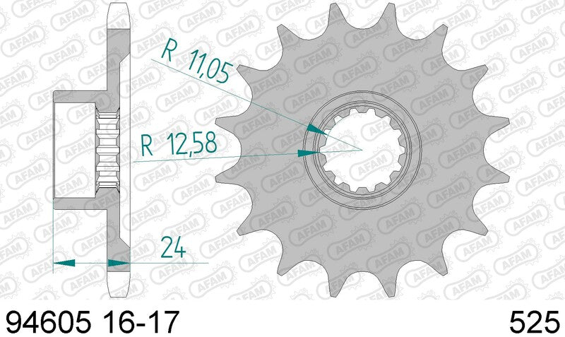 Piñón AFAM acero estándar 94605 - Paso 525 AFAM 94605-17