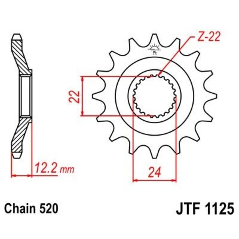 Piñon JT 1125 de acero con 15 dientes JT SPROCKETS JTF1125.15