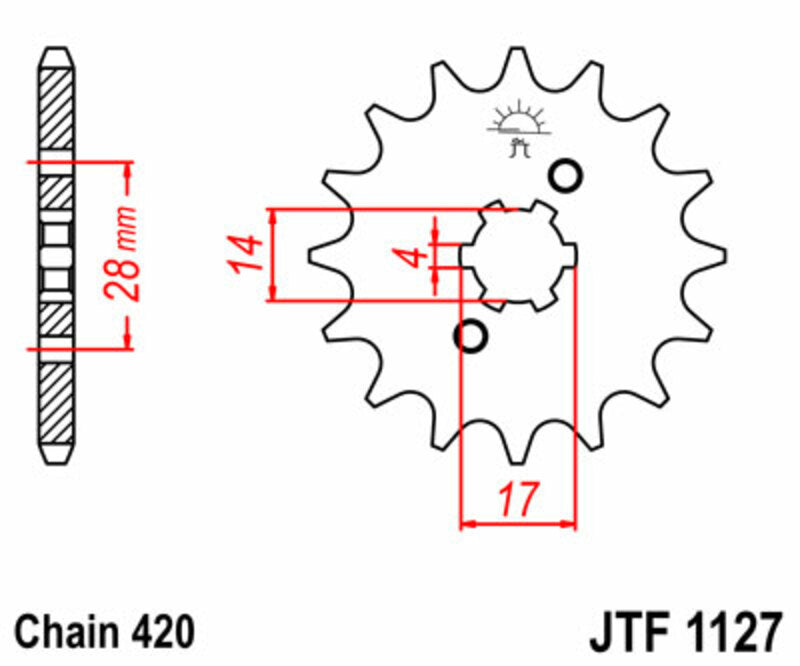 Piñon JT 1127 de acero con 15 dientes JT SPROCKETS JTF1127.15