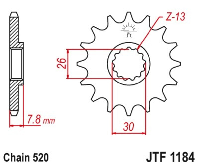 Piñón JT 1184 de acero con 18 dientes JT SPROCKETS JTF1184.18