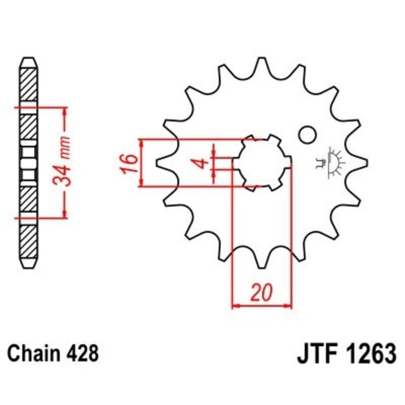 Piñon JT 1263 de acero con 12 dientes JT SPROCKETS JTF1263.12
