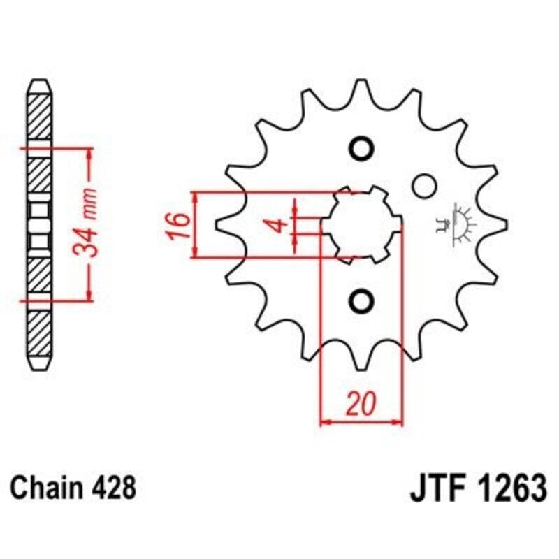 Piñón JT SPROCKETS acero estándar 1263 - Paso 428 JT SPROCKETS JTF1263.13