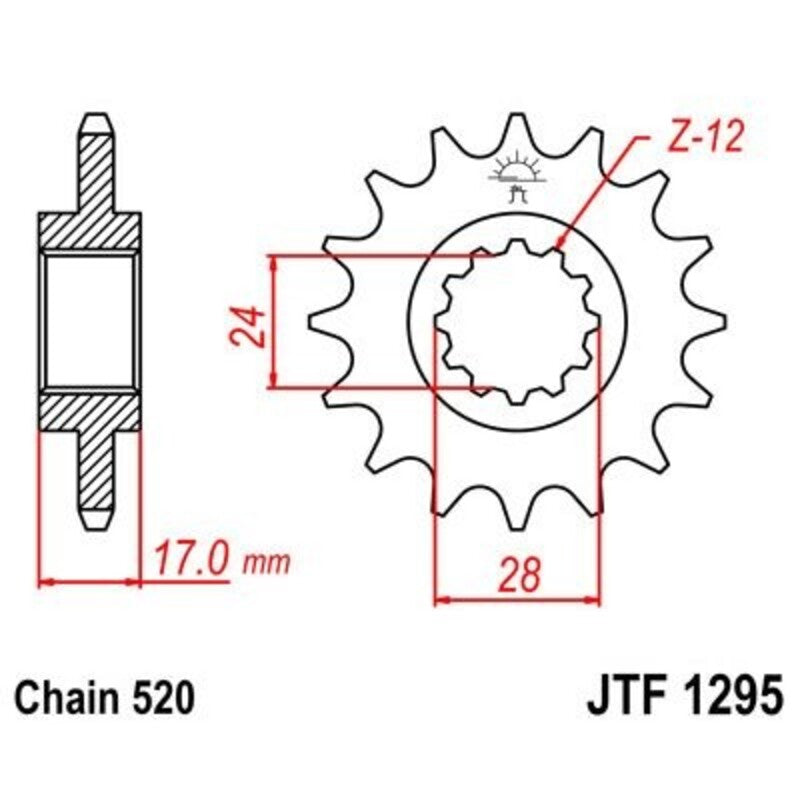 Piñón JT 1295 de acero con 13 dientes JT SPROCKETS JTF1295.13