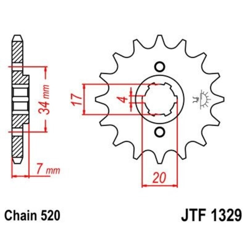 Piñon JT 1329 de acero con 12 dientes JT SPROCKETS JTF1329.12
