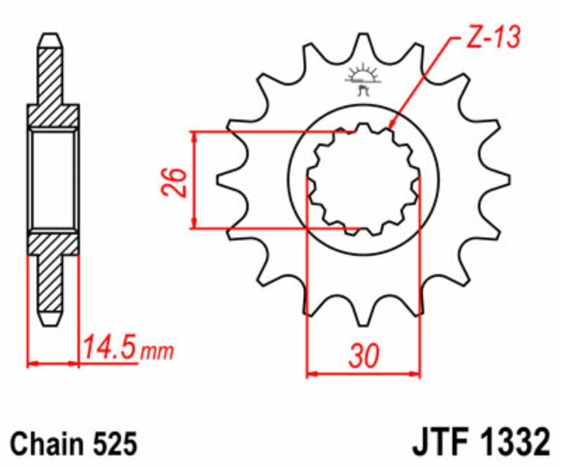 Piñón JT SPROCKETS acero estándar 1332 - Paso 525 JT SPROCKETS JTF1332.17