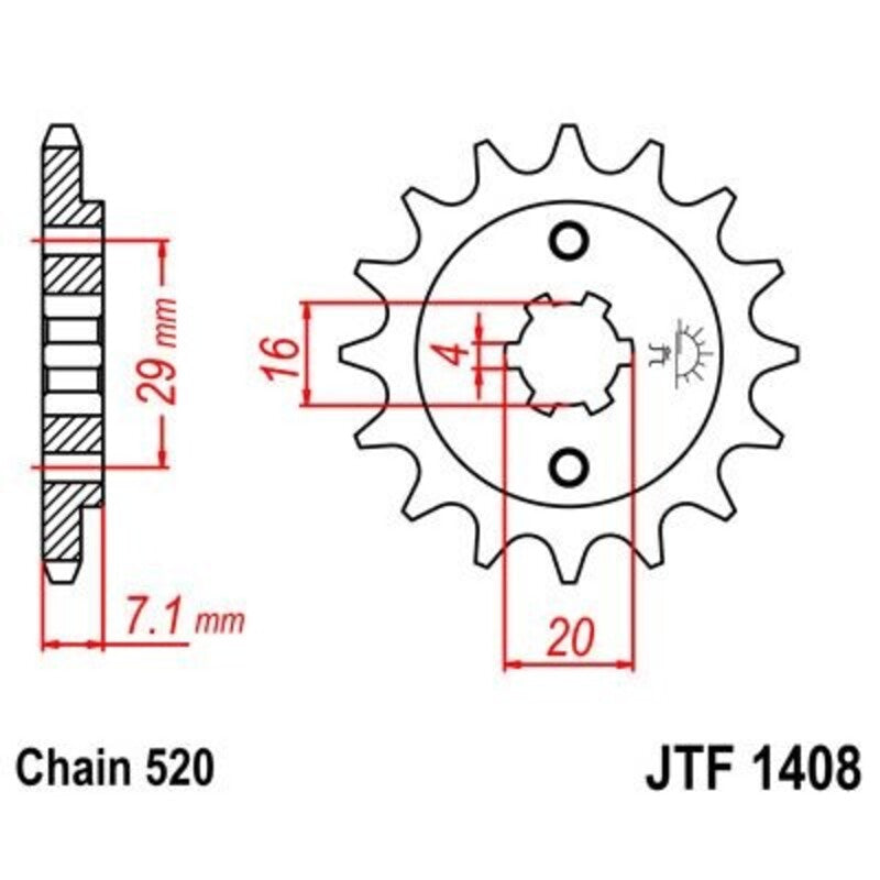 Piñon JT 1408 de acero con 15 dientes JT SPROCKETS JTF1408.15
