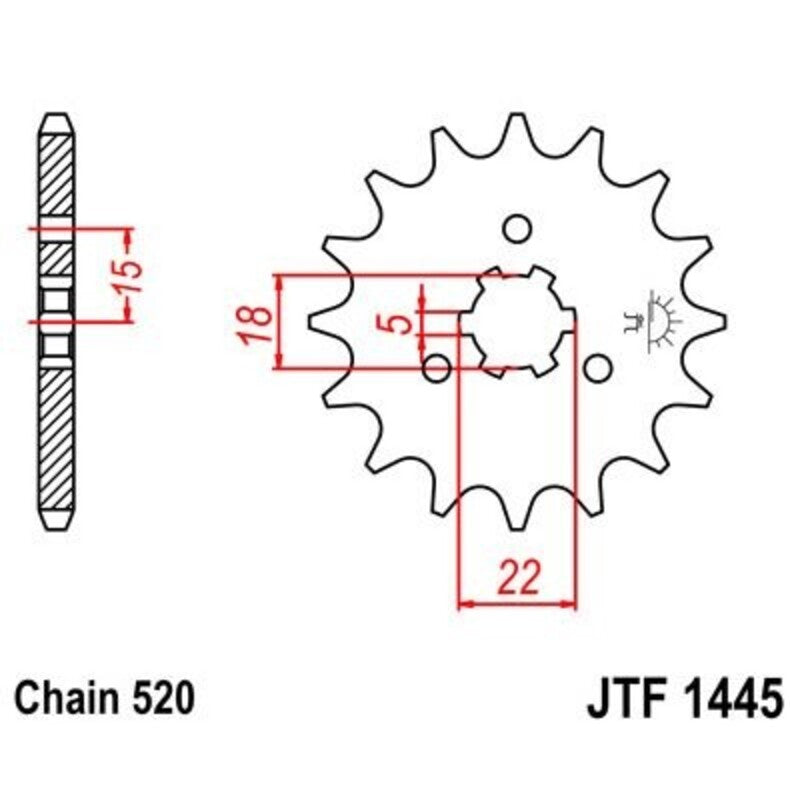 Piñon JT 1445 de acero con 11 dientes JT SPROCKETS JTF1445.11