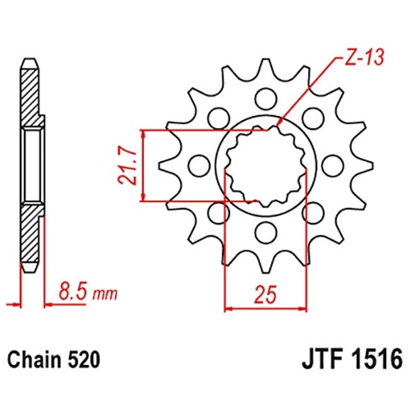 Piñón JT F1516 de acero con 15 dientes JT SPROCKETS JTF1516.15