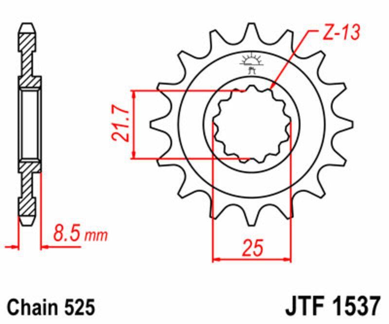 Piñón JT SPROCKETS acero estándar 1537 - Paso 525 JT SPROCKETS JTF1537.15