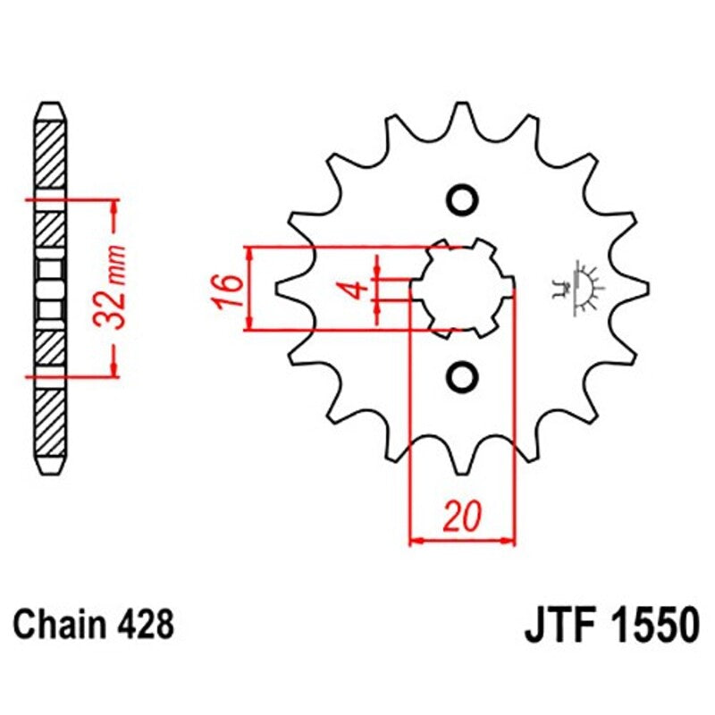 Piñón JT SPROCKETS acero estándar 1550 - Paso 428 JT SPROCKETS JTF1550.15