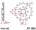 Piñon JT 428 de acero con 13 dientes KTM SX85 JT SPROCKETS JTF1905.13