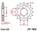 Piñón JT 1908 de acero con 15 dientes JT SPROCKETS JTF1908.15